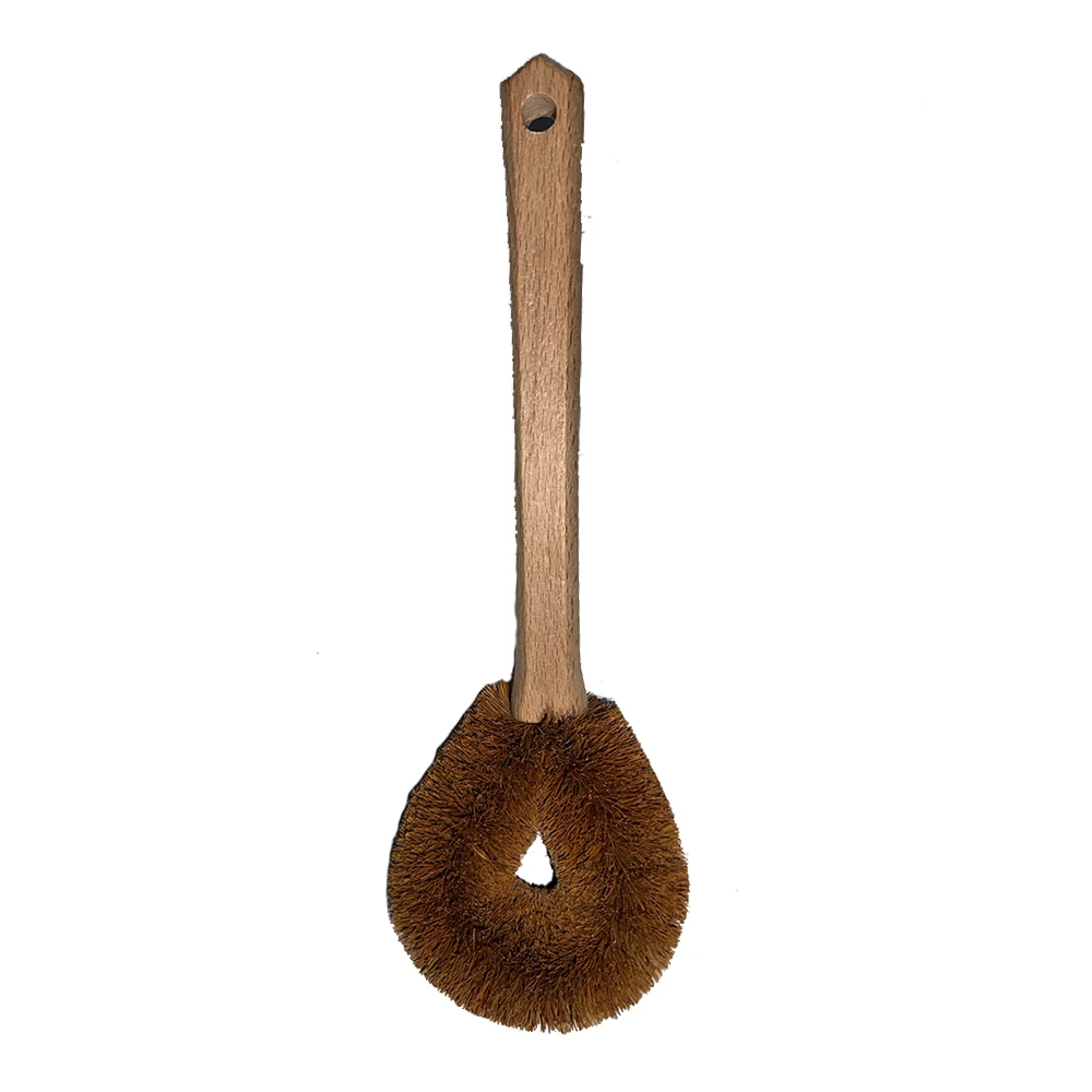 Eco-Friendly Coconut Fiber Dish Brush with Bamboo Handle - Durable Kitchen & Bath Cleaning Tool