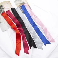 30 Colors Women Narrow Long Scarf 100x4cm Solid Color Chiffon Red Tie Black Bag Ribbon Headband Choker Streamer Lady Accessories 3