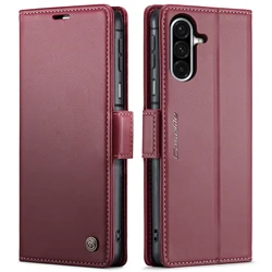 Deluxe PU Leather Wallet Flip Case with Card Slots and Stand Feature - Galaxy A17 (Wine Red)