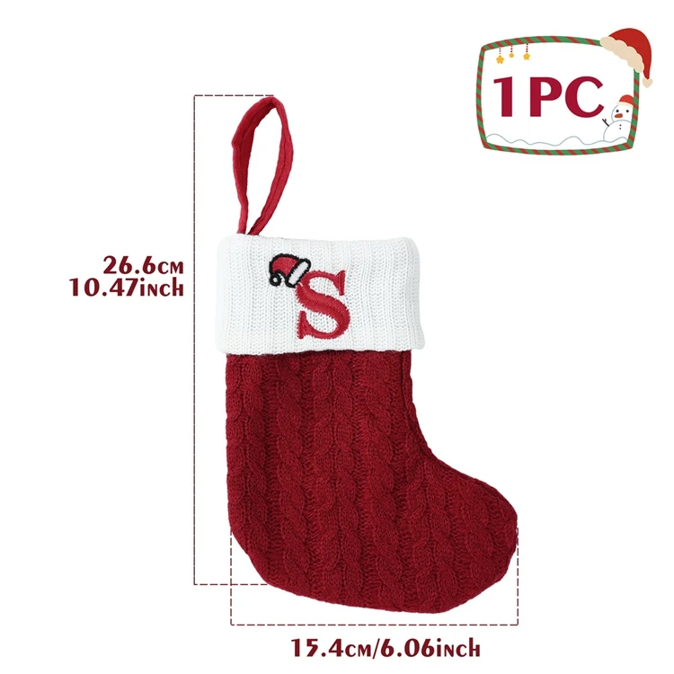 thumbnail image 1 of Calcetines de punto con alfabeto navideño Adornos para árboles de Navidad Decoraciones navideñas para el hogar 2024 Noel Año Nuevo 2025 Regalo de Navidad, 1 of 5