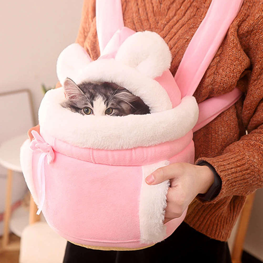 Pet Carrier Backpack Pet Bag Pet Carrier Bag Winter Warm Cat Backpack Soft Cozy Cute Plush Pets Cage All In 1 Style Cat Bag Carrier Bag Outdoor Travel Pet Accessories