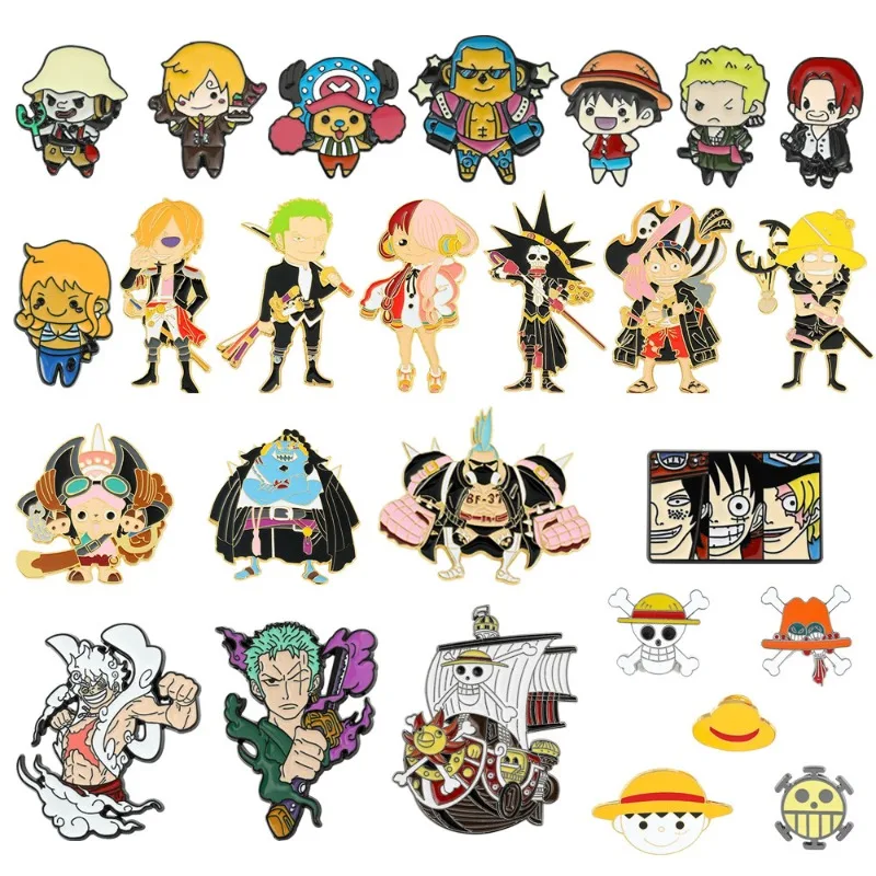 

One Piece Luffy Brooch Pins Jewelry Anime Figures Roronoa Zoro Sanji Cartoon Decoration Children Jewelry Children Birthday Gift