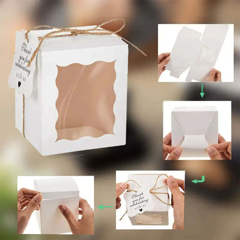 10/30/50pcs kraft paper candle gift boxes with clear window – includes tags & twine for wedding favors, birthday party packaging, ideal for candles, treats, and small gifts
