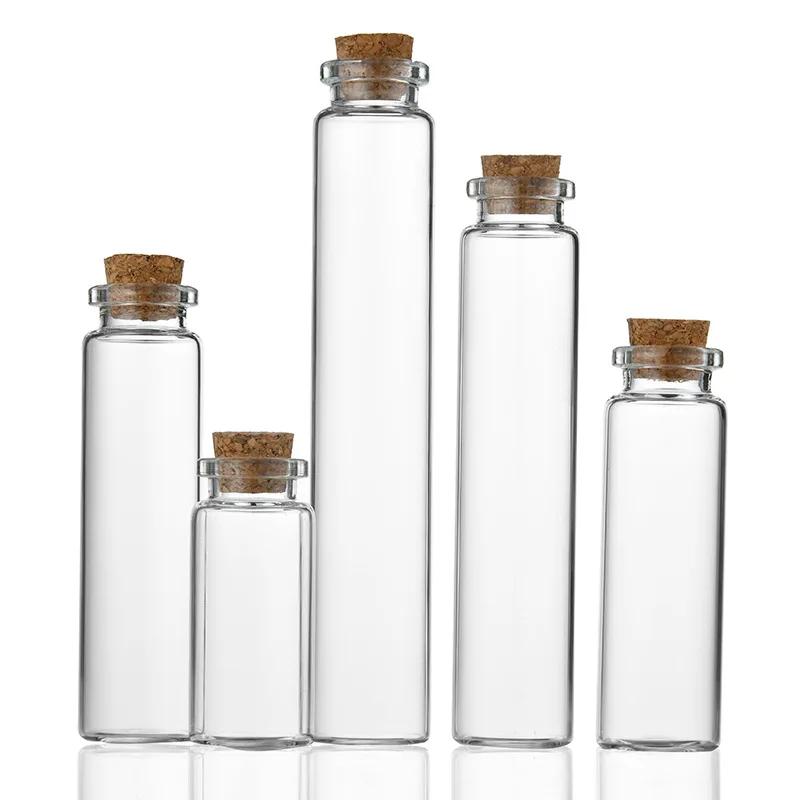 24pcs  5ml 7ml 10ml 15ml 20ml 25ml  Glass Test Tube with Cork Stopper Message Bottles Jars Vials Gift Art DIY Crafts