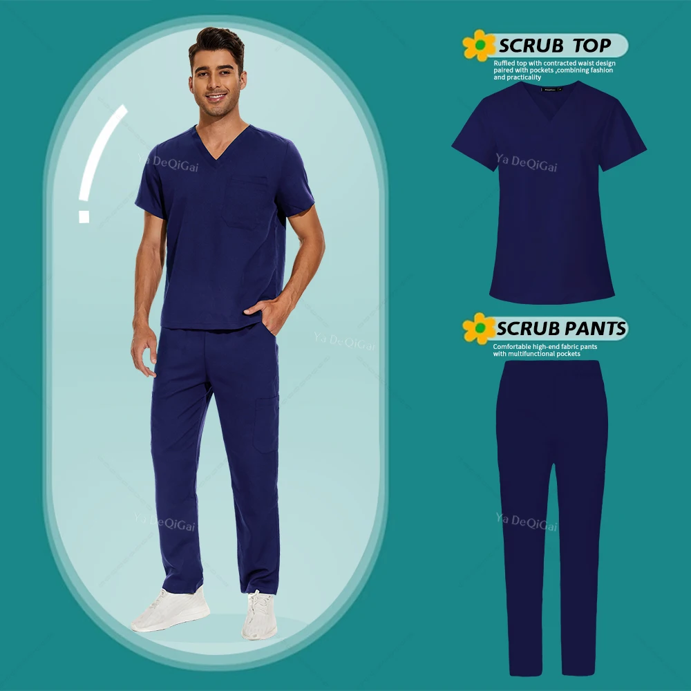 

Multicolor Set Nurse Uniform Short Sleeve Top Straight Pants Women Men Nursing Workwear Doctor Clinical Scrub Suit Medical