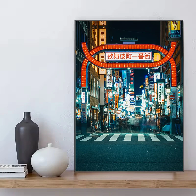 Traditional Japan Nightscape Canvas Painting – Wall Art Home Decor