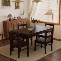5-Piece Solid Wood Indoor Modern Rectangular Dining Table Set for 4,Table and 4 Solid Wood Dining Chairs for Kitchen,Living Room 1