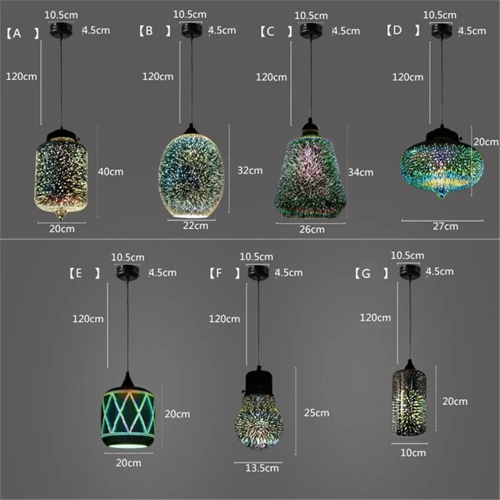 Lampe suspendue feux d'artifice créatifs, abat-jour en verre 3D, ciel étoilé, lampe de face pour plafond, cuisine, salle à manger, décoration d'intérieur, éclairage