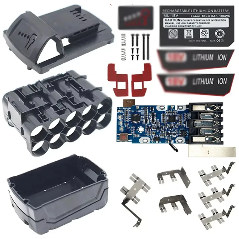 Plastic Case PCBA Charging Protection Board for M18 Li-ion Battery Box Shell for Milwaukee 18V Lithium Battery Housing BMS Label