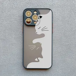 Luxury Black and White Cat Phone Case - Shockproof Cover - iPhone 12 Pro (Black HBM 1)
