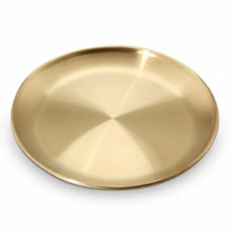 

High Quality Kitchen Accessories Korean Single-layer Barbecue Plate Silver Round Sauce Dishes Barbecue Dish