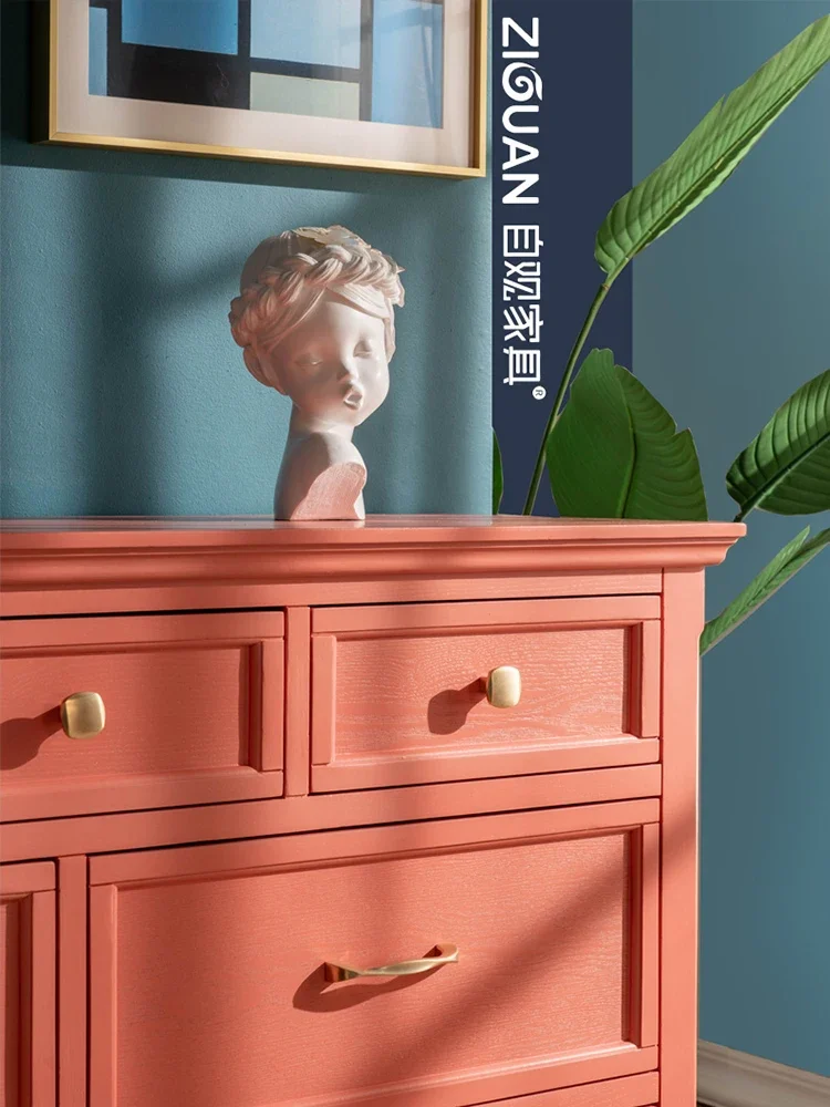 

Self viewing luxury solid wood cabinet, living room drawer storage cabinet, bedroom retro furniture integrated storage cabinet,