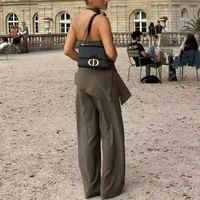 HXAO Elegant Pants Sets For Women 2 Pieces Trousers Sets Outfit Halter Backless Tank Top Baggy Pants 2024 Summer Women's Suit - Image 6