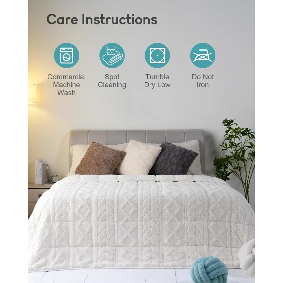 Jacquard Sherpa Weighted Blanket 20lbs for Adults Soft Warm and Thickened Calm Blanket for Ultimate Comfort and Better Sleep He