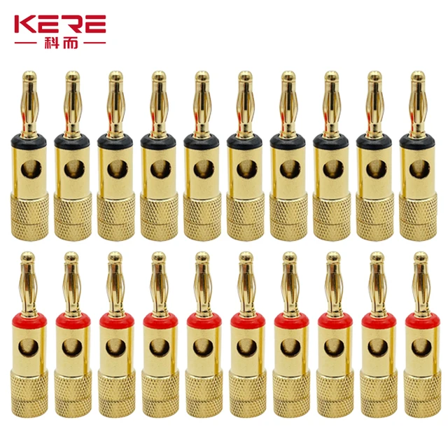 20pcs/Set 4mm Banana Plug Pure Copper Gold Plated Speaker Wire Amplifiers Audio Video Connectors 1