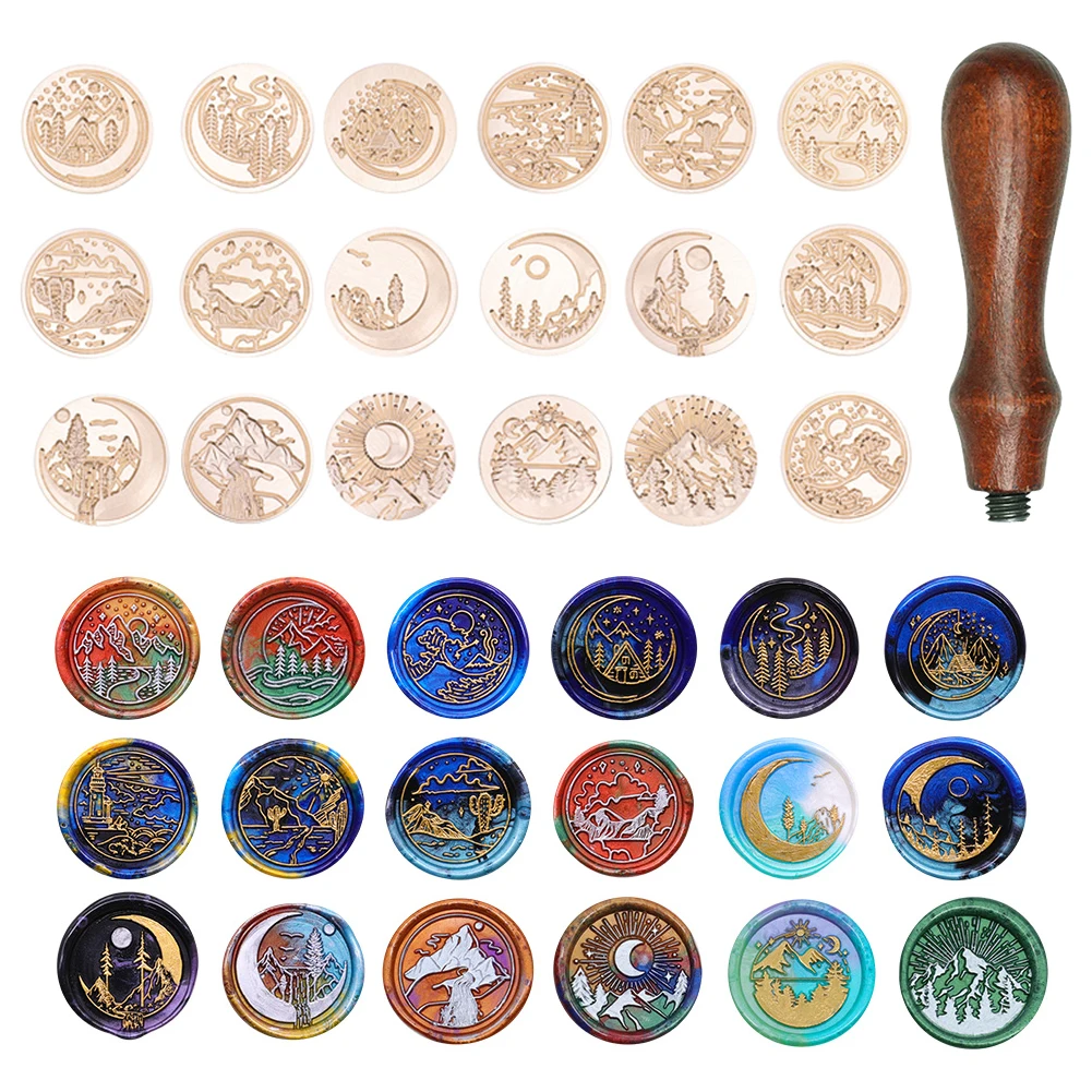 Time Round Wax Seal Stamps Antique Sealing Scrapbooking Stamps Copper Head Sealing Tools Sets Post Decor For Wrapping Cards 25mm