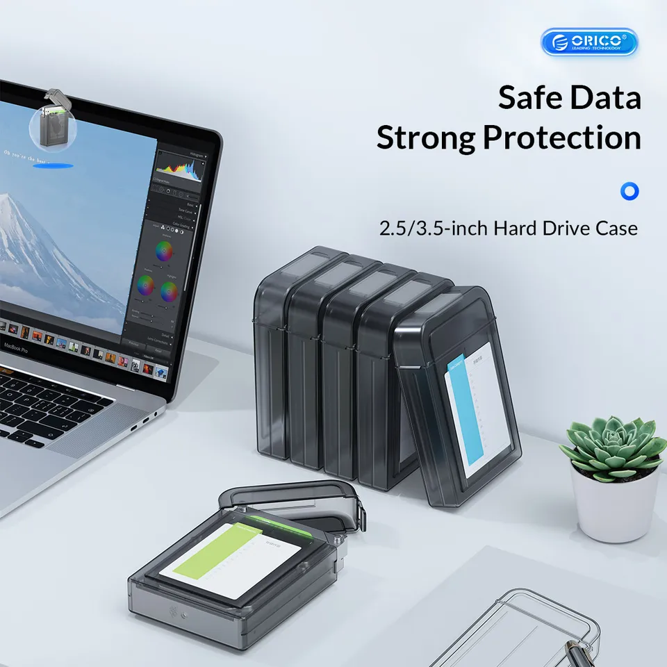 ORICO 5 stuks harde schijftas, beschermtas, opbergtas voor 3,5 inch harde schijven en SSD/HDD, harde case, schokbestendige beschermbox, compatibel met Western Digital WD Seagate Toshiba Intenso