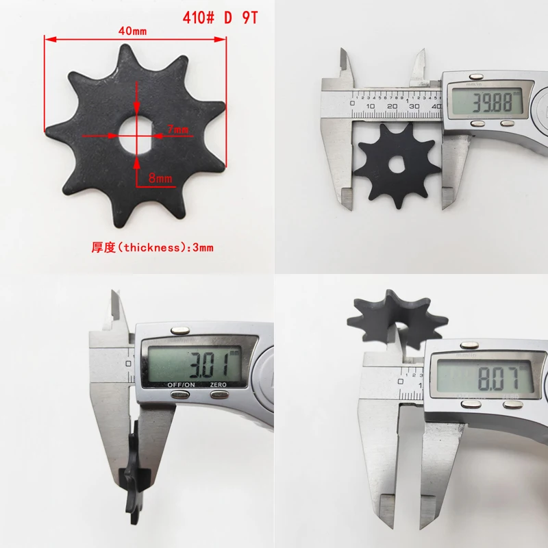 #410 9T Rasoio Elettrico Scooter Pignone Gear E300 Trasmissione A Catena Ebike Unite Motore My1016 Pignone Per #410 1/2 "X1/8" Catena Della Bicicletta
