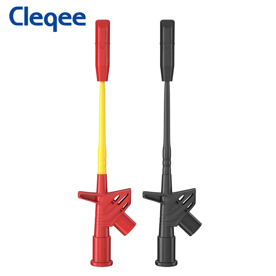 Cleqee P5005 2pcs Professional Test Hook Clip Quick Wire Piercing Probe Multimeter Needles with 4mm Socket Automotive Tool image 3