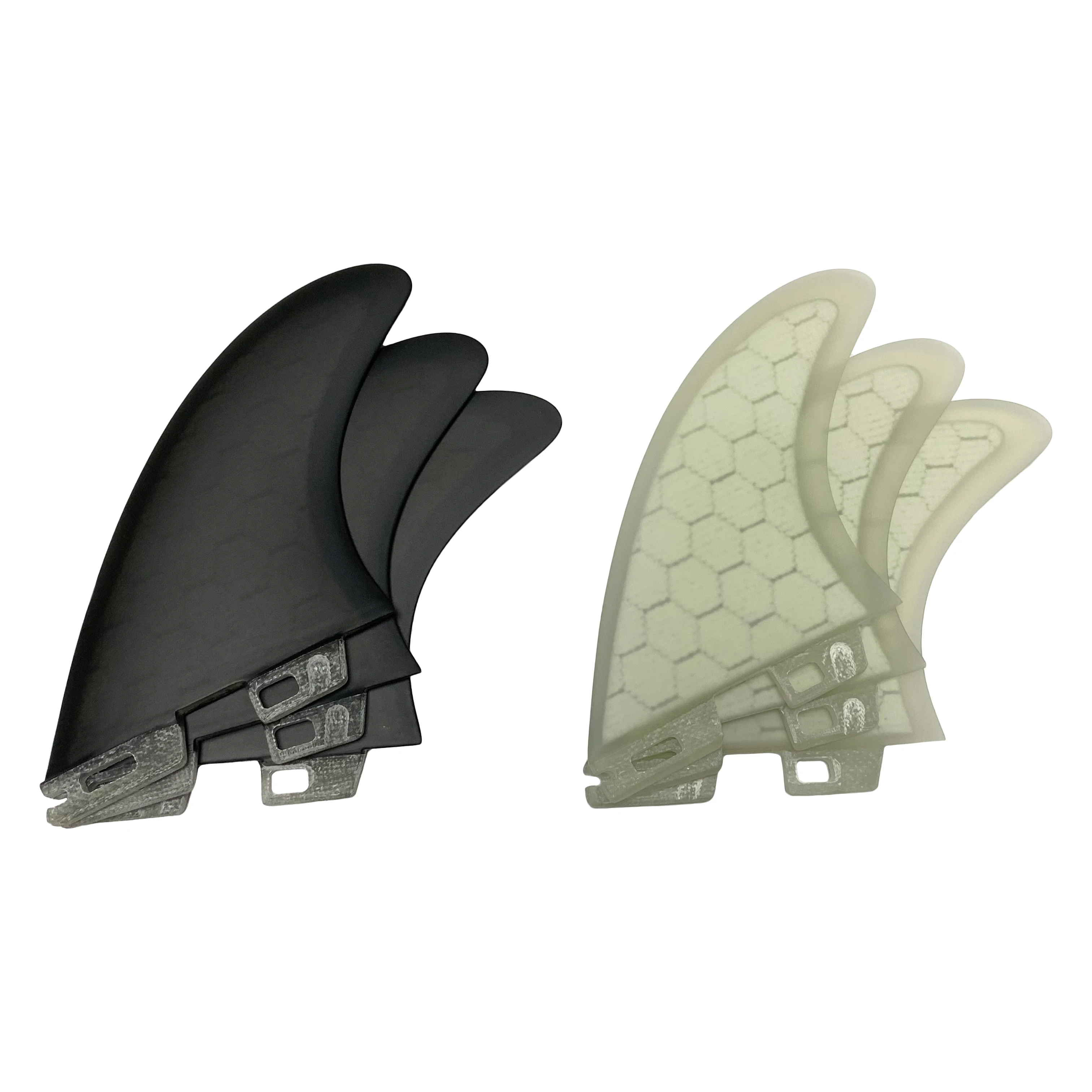 RISECE FCS 2 Fiberglass Surfboard Fins AM2 Size Big Honeycomb Surf Fin Double Tabs 2 Base Thruster Fin Set 3PCS for Surfing