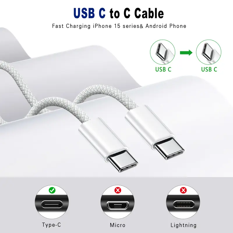 Type C to Type C Fast Charging PD 60W 1m 2m Mobile Phone Date Cable For Iphone15 16 17 Samsung Huawei USB C to C  Charger Cable - Image 4