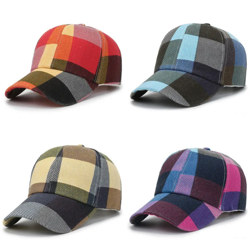 Spring Summer Women Men Plaid Baseball Caps Sun Hat Outdoor Sports