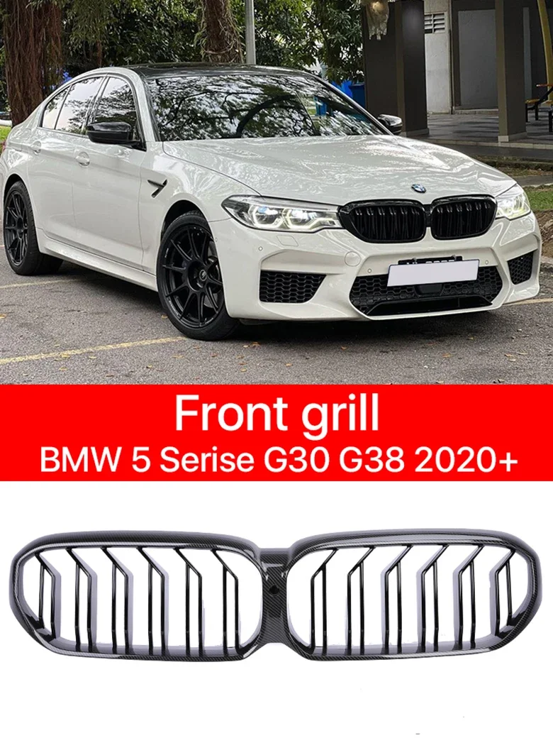 

Front Kidney Bumper Grille Carbon Fiber M Style Grill Cover For BMW 5 Series G30 G31 G38 LCI 2020 2021 2022 2023 M5 Performance