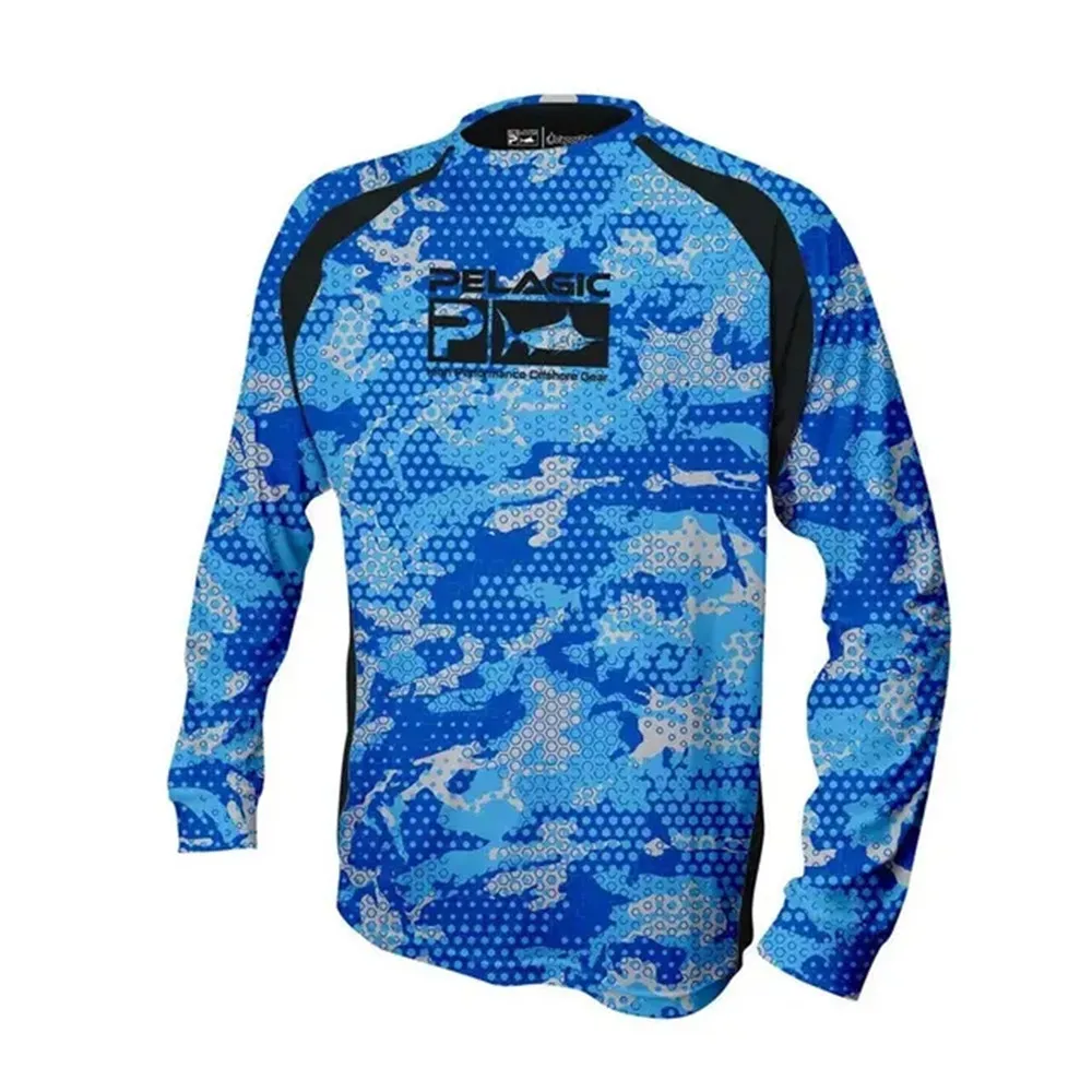 

Pelagic Men's Long Sleeves Crew Hunting Shirt Fishing Clothing Uv UPF50+ Summer Camouflage Fishing Shirts Camisa Pesca Apparel