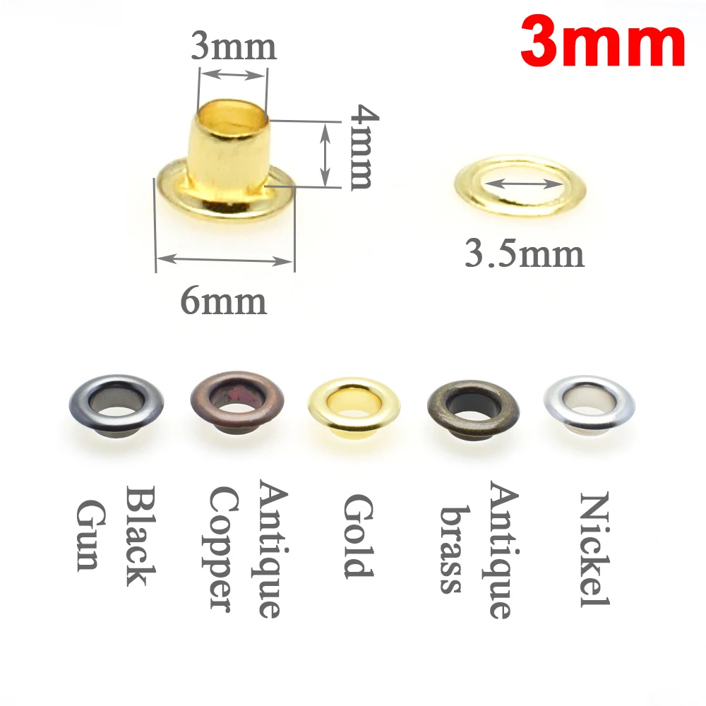 100 Pcs/Pack Metal Eyelets Grommets 3MM 4MM 5MM for Leather Craft DIY Scrapbooking Shoes eyelet grommet ring kit eyelet grommet ring grommet eyelet kit screw back eyelets