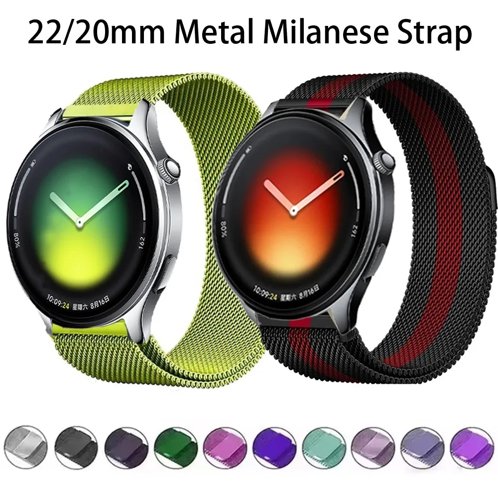 Sleek Stainless Steel Milanese Strap - 22/20mm Metal Band, Color 2