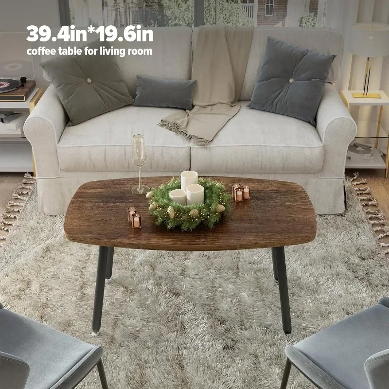 Folding Coffee Table Small Coffee Tables for Living Room Farmhouse Portable Table for Small No Assembly 39.3 * 19.6 * 17.7IN, 4