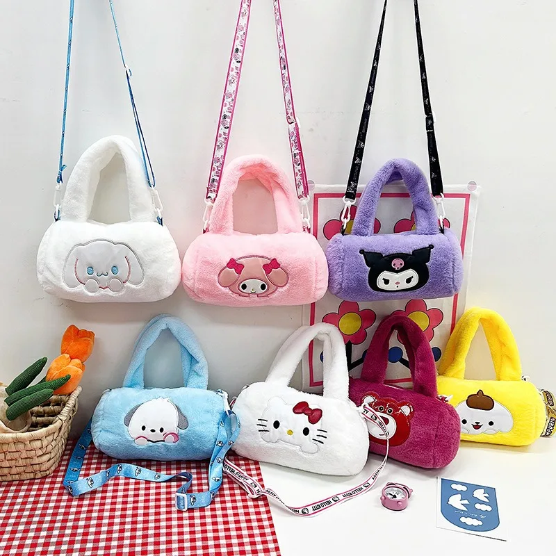

Sanrio Cinnamoroll Hello Kitty Kuromi Girls Handbag Fashion Anime Kawaii Shoulder Bag High-capacity Plush Storage Bag SatchelBag