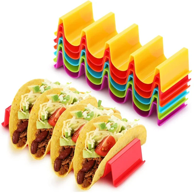 1/6pcs Taco Holders Colorful Mexican Food Hard Stand Holds Soft Shells Wave Shape Kitchen Tool Restaurant Pancake Shelf taco holder