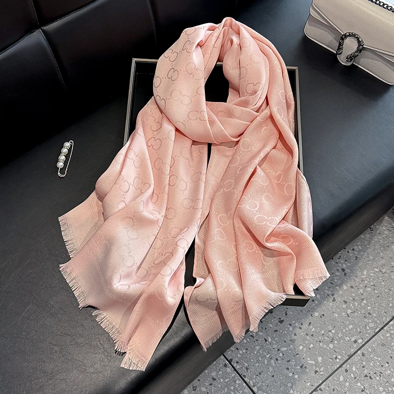 New Muslim Fashion Ladies Letter Print Hijab Tencel cotton Gauze scarf Elegance Sun Protection Shawl Decoration Wrap Headscarf