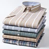 New Men's Plaid Shirt 100% Pure Cotton Oxford Short Sleeves Spring Casual Daily Dress Shirts Button-down Big 5XL 6XL 7XL 1
