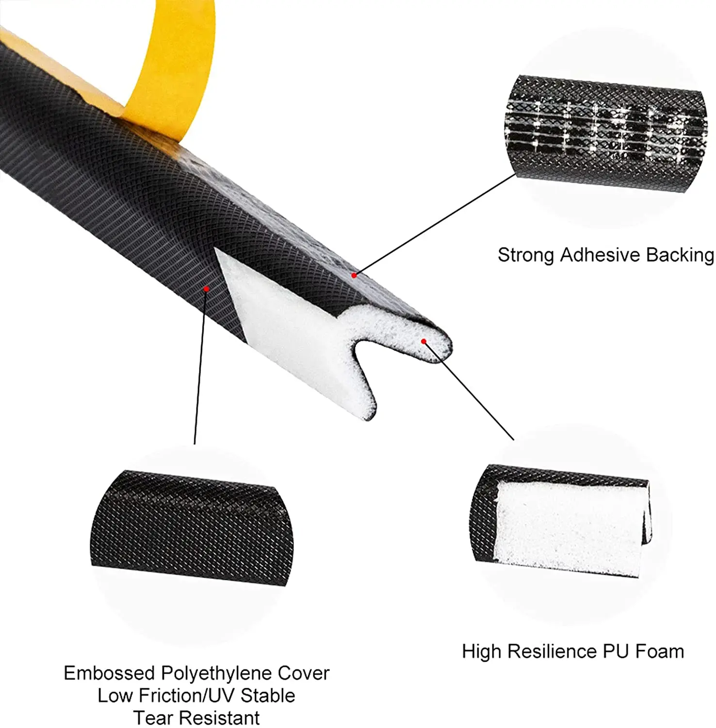 Door Weatherstripping Soundproof Foam 6M Multi-Type Self Adhesive Soundproof Foam Door Window Sealing Strips