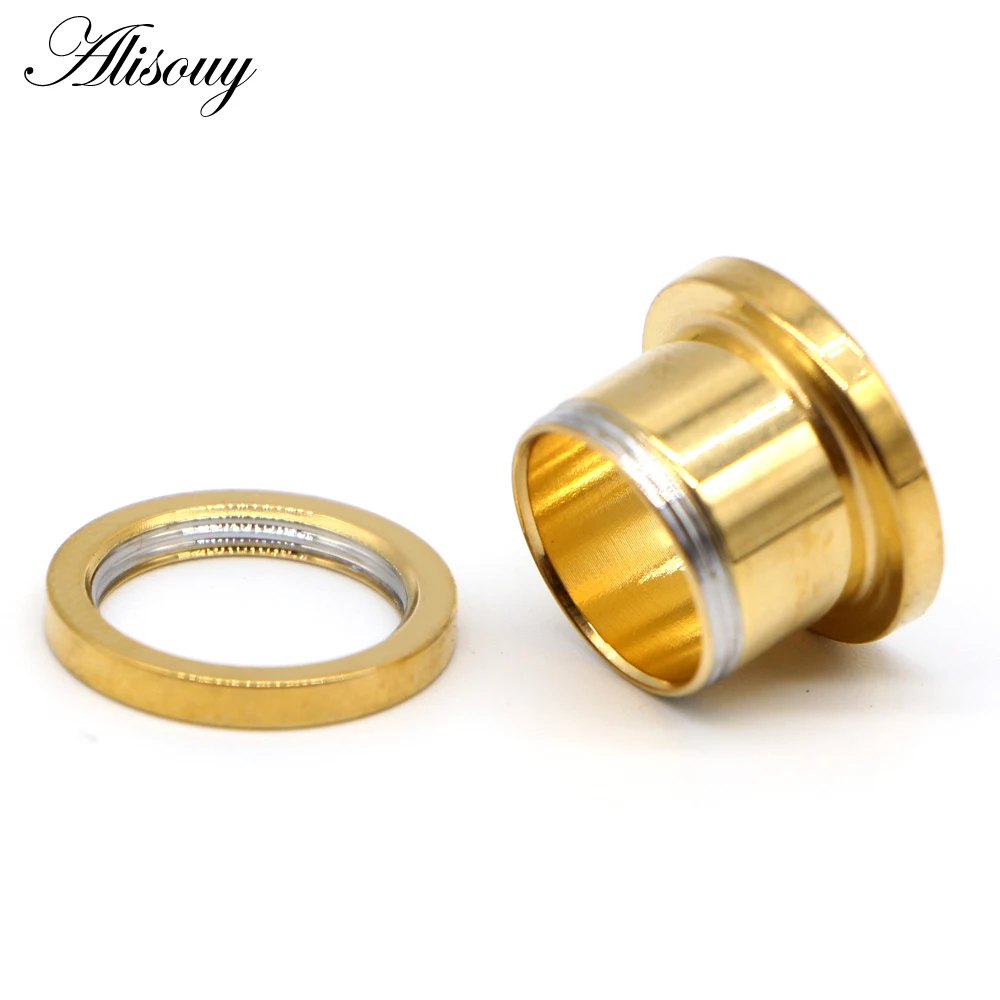 Gold Color Ear Plugs Tunnels with Crystal Screw Fit Flesh Tunnel Ear Expanders Stretching Kit Piercings Body Jewelry Alisouy piercing jewelry ear piercing jewelry body piercing jewelry body jewelry