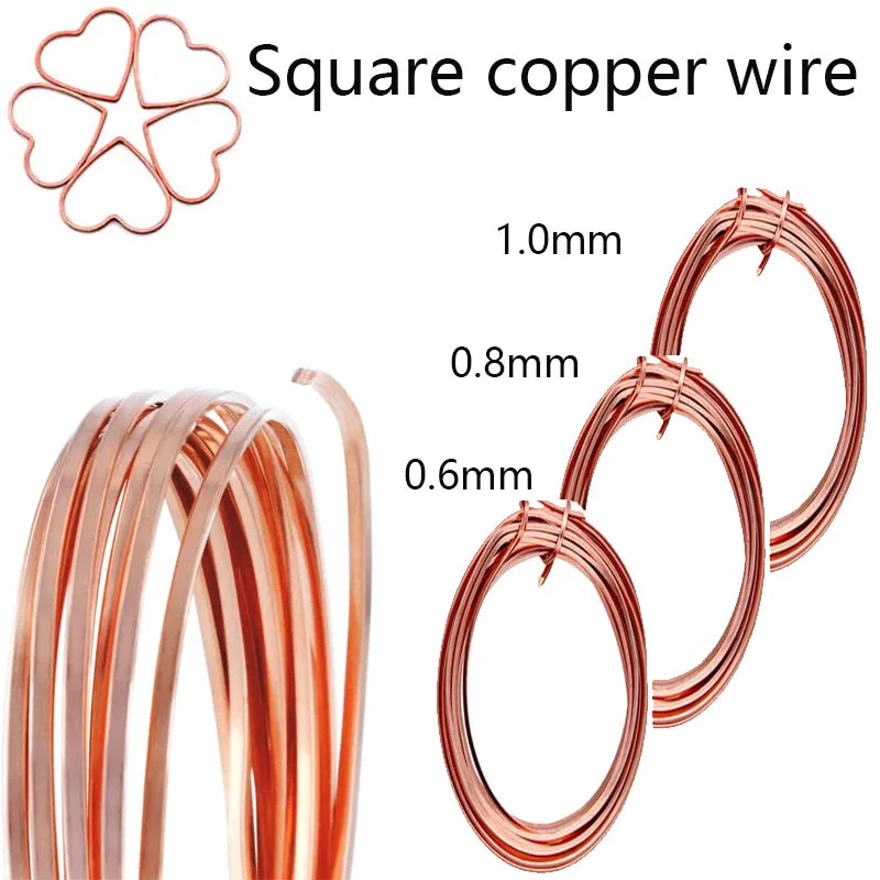 Quadratischer Kupferdraht 0,6 / 0,8 / 1,0 Mm – 6 M Weicher Draht Für Schmuck, Ringe, Armbänder Und DIY-Bastelprojekte
