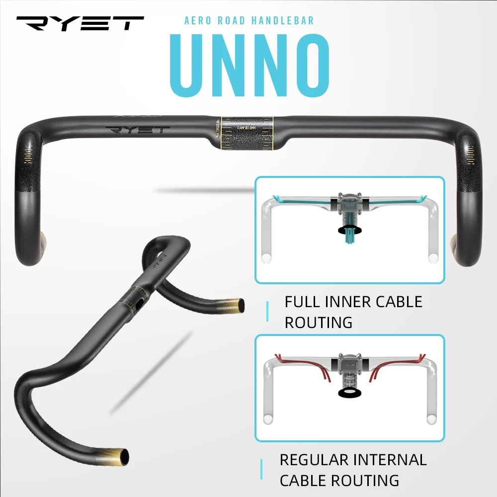 

RYET UNNO Carbon Fiber Road Handlebar Bicycle Bent Drop Bar Handle Bar 31.8mm Inner Routing Ud Matte Cycling Bike Accessories