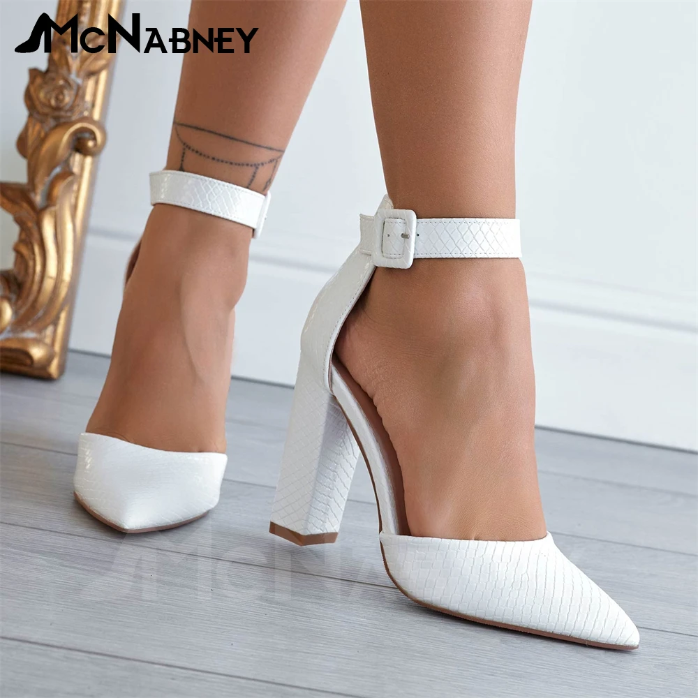 

Туфли-лодочки женские на массивном каблуке, искусственная кожа аллигатора, заостренный носок, высокий каблук, однотонная модная классическая Повседневная обувь