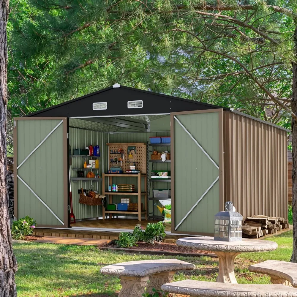 Description Picture 4 of item10 X 10 FT Outdoor Storage Shed with Premium Durable Material Metal Sheds & Outdoor Storage House for Patio Garden (Brown)
