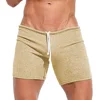 Mens Sexy Drawstring Ribbed Sleepwear Shorts Outdoor Sports Jogging Gym Sportswear Short Pants Holiday Casual Slim Male Shorts 4