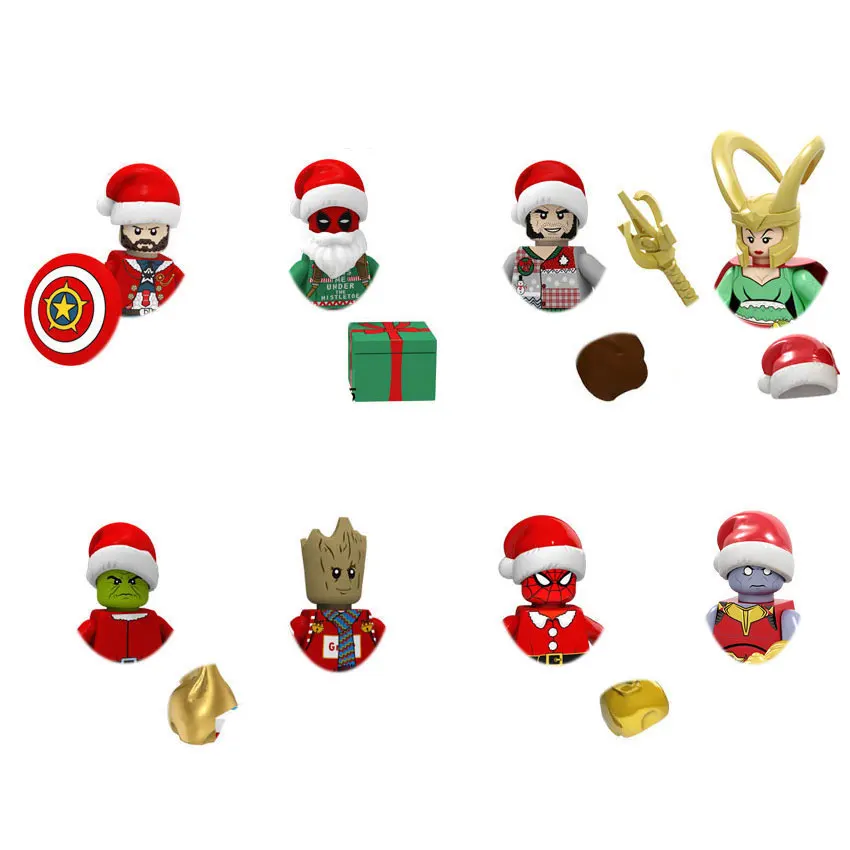 Serie Di Natale Supereroi Loki Thanos Hulk Deadpool Mini Action Figures Mattoni Building Blocks Classic Movie Doll Mode