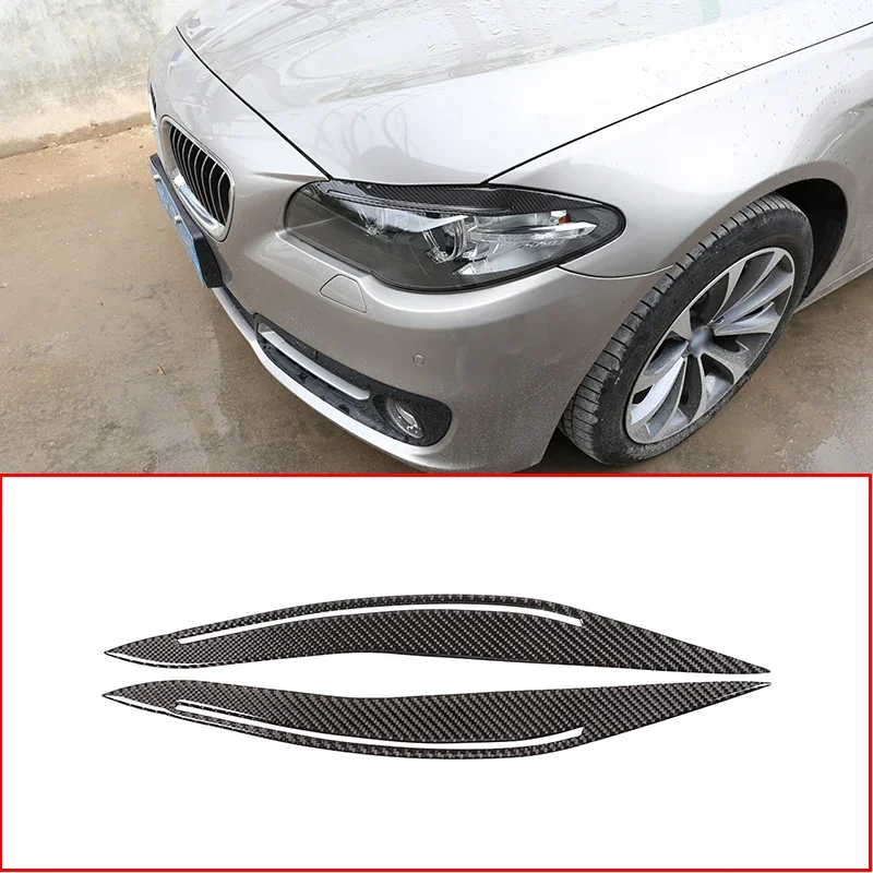 

2 Pcs Soft Carbon Fiber Front Fog Lamp Decoration Strips Stickers Trim For BMW 5 Series F10 520 525 2014-2017 Car Accessories fa