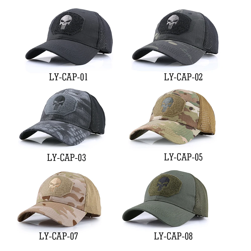 Tactical Skull Baseball Caps Camouflage Breathable Trucker Hat Combat Paintball Adjustable Cap Summer Sun Hats Snapback Men baseball cap,camouflage hat,camouflage baseball cap,cap hat