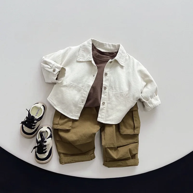 Korean Style Boys' Shirt New Spring Autumn Children's Forest Series All-Match Trendy Top Girls' Leisure Jacket Kids' Clothing
