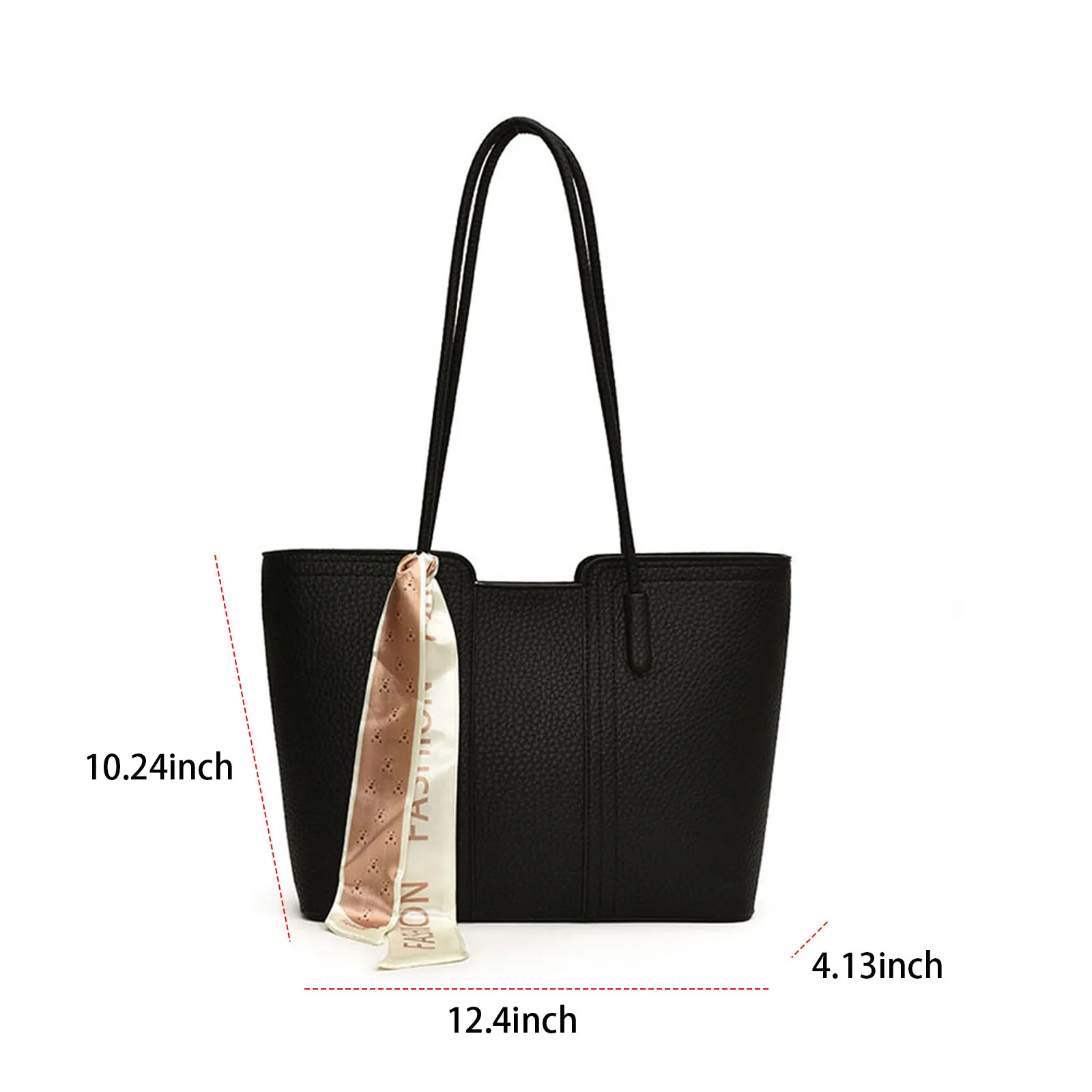 PU Tote Bag Solid Color Commuting Versatile Handbag Shoulder Bag for Women Work Office Travel
