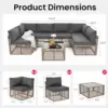 7 Pieces Outdoor Sectional Set, All-Weather PE Rattan Patio Conversation Set,Wicker Adjustable Patio Furniture Set with Washable 5
