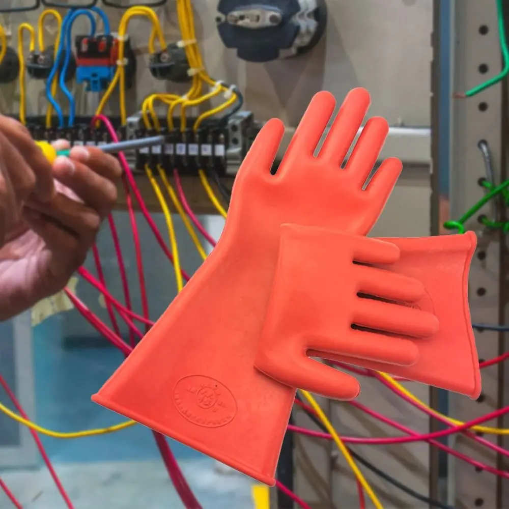 5KV Electrician Insulating Gloves Red Rubber Protective Gloves Insulating Gloves