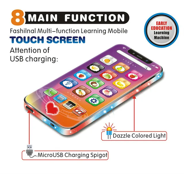 Educational toys Cellphone with LED Baby Kid Educational phone English Learning Mobile Phone fake phone Toy Chrismtas Gifts 4